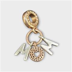 Authentic Pandora Rose Gold/Sterling MOM Dangle Charm